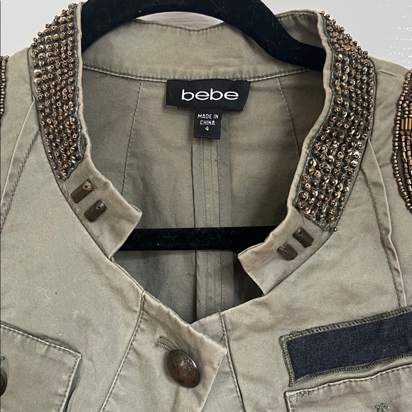 Bebe Women's Khaki Embellished Utility Jacket - Picture 2 of 5